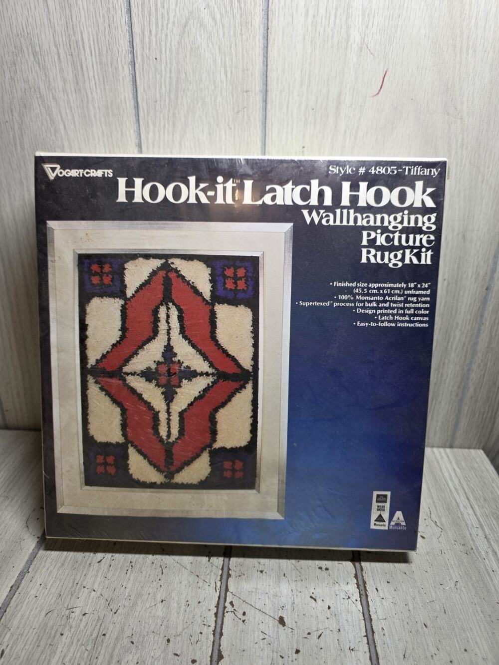 Vtg 1980s Hook-it Latch Hook Rug Kit Tiffany Wall Hanging Picture 18x24 New